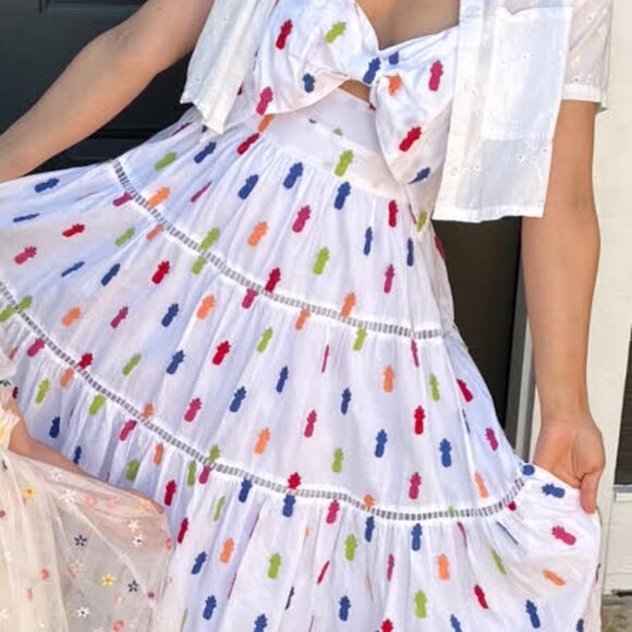 Farm Rio Anthropologie Multicolor Pineapple Midi Dress‎ - Picture 3 of 14